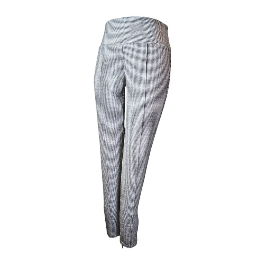 Nine West Leggings 5 Gray Knit Eleastic Waist Cross Stitch (W28 L26)